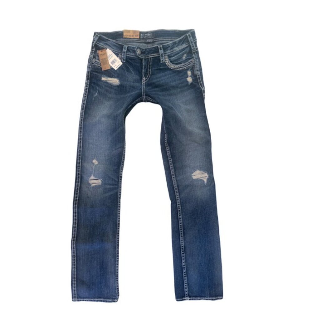 NWT! Distressed TUESDAY DROITE Silver Jeans! BABY BOOT! Tag 30/35 measured 32/35
